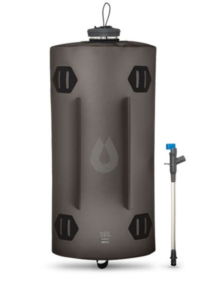 Hydrapak Seeker 10L Water Storage (Mammoth Grey) – Ultra-Light Packable TPU-Coated Nylon Reservoir, Dual Baffles & 3D Base for Stability, Plug-N-Play™ Filter-Compatible Cap (HydraPak 28mm), Camp Tap Push-Flow Dispensing System, Reinforced Hang Loop & Lash Points for Gravity Feed or Pack Use, Durable High-Capacity Water Storage for Camping, Hiking & Outdoor Use - Image 1
